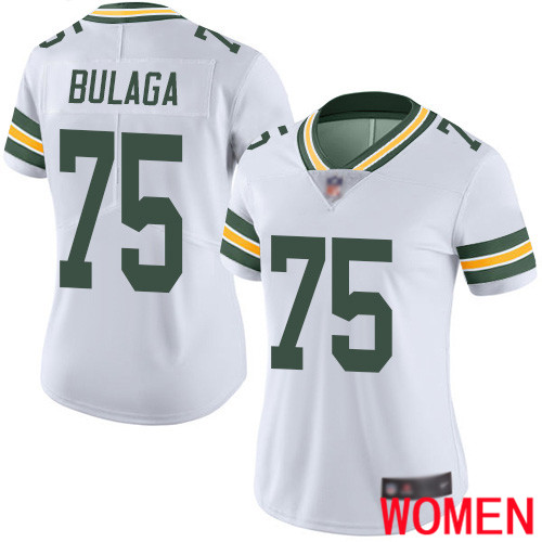Green Bay Packers Limited White Women #75 Bulaga Bryan Road Jersey Nike NFL Vapor Untouchable